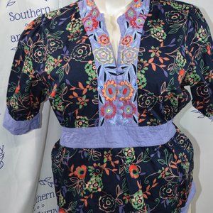 Jessi L Pullover Floral Blouse, Embroidered Size 2X